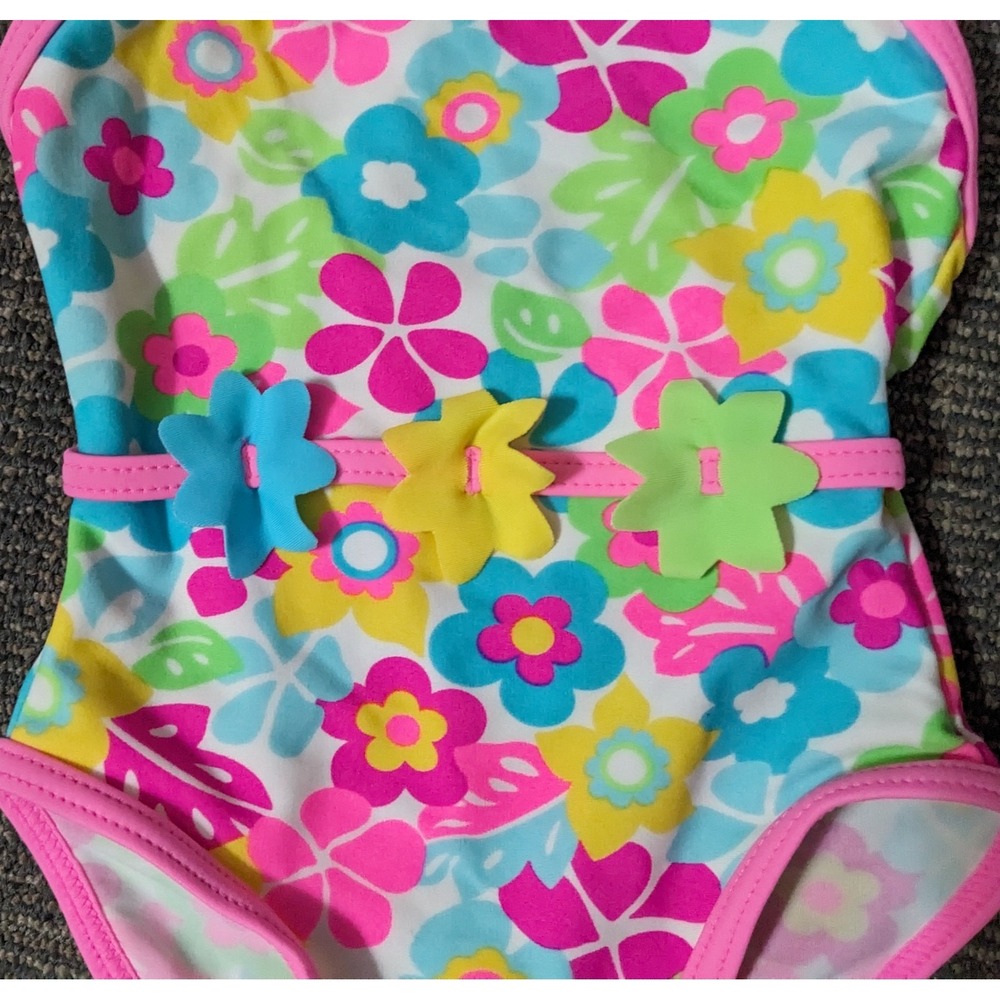 New The Children's Place One Piece Swimsuit Size 12 Months Bright Floral - Picture 2 of 4